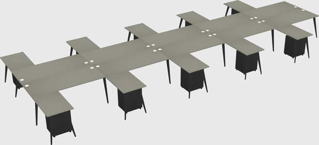 Shared l-shaped office desk system