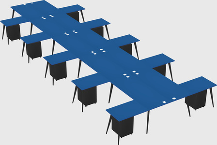 Shared l-shaped office desk system