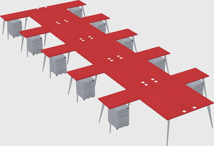 Shared l-shaped office desk system