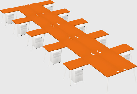 Shared l-shaped office desk system