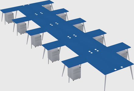 Shared l-shaped office desk system