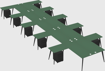Shared l-shaped office desk system