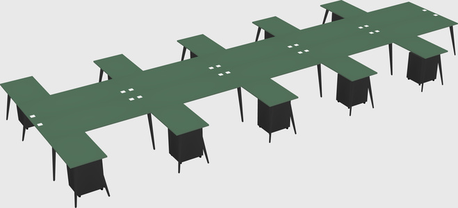 Shared l-shaped office desk system