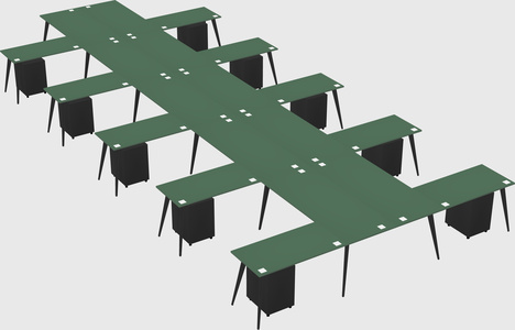 Shared l-shaped office desk system