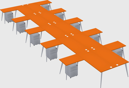 Shared l-shaped office desk system