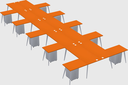Shared l-shaped office desk system