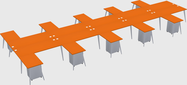 Shared l-shaped office desk system