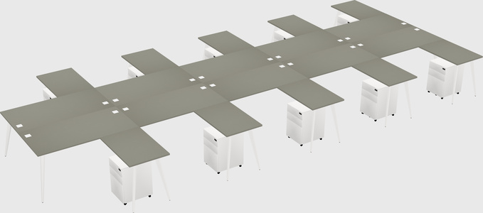 Shared L-shaped Office Desk System