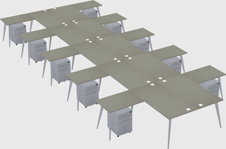 Shared l-shaped office desk system