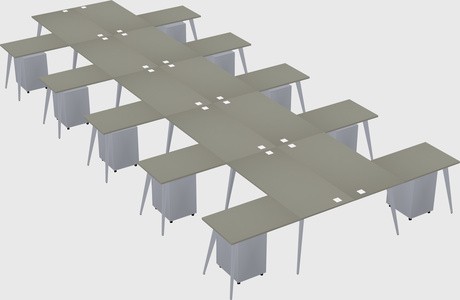 Shared l-shaped office desk system