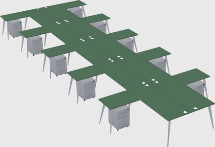 Shared l-shaped office desk system