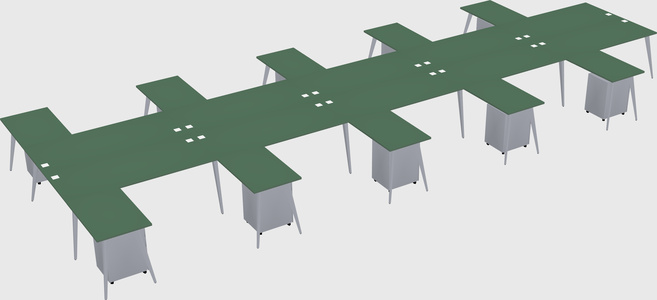 Shared l-shaped office desk system