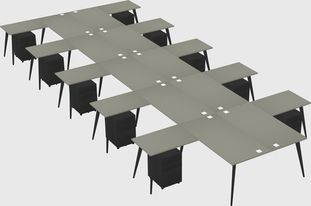 Shared l-shaped office desk system