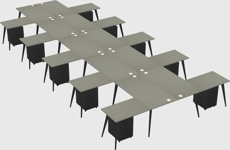 Shared l-shaped office desk system