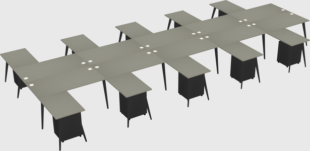 Shared l-shaped office desk system