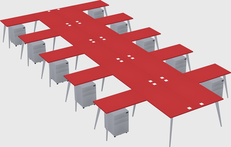 Shared l-shaped office desk system