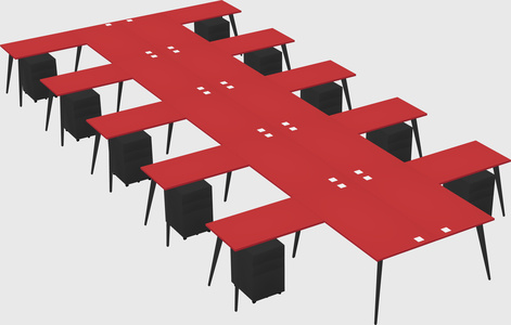 Shared l-shaped office desk system