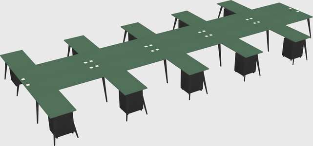 Shared l-shaped office desk system