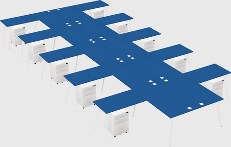Shared l-shaped office desk system