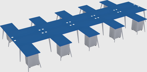 Shared l-shaped office desk system