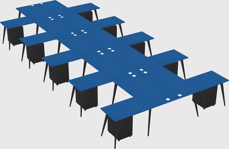 Shared l-shaped office desk system