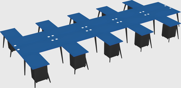 Shared l-shaped office desk system