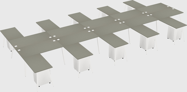Shared l-shaped office desk system