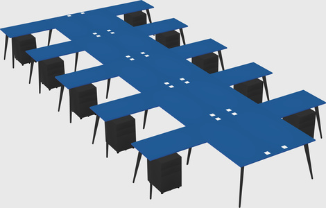 Shared l-shaped office desk system