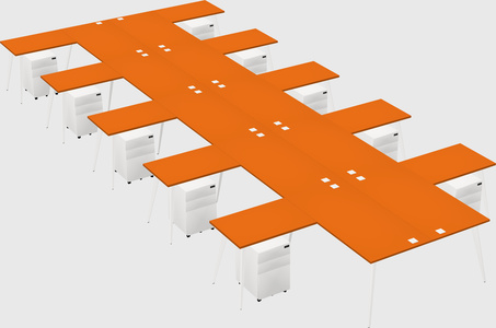 Shared l-shaped office desk system
