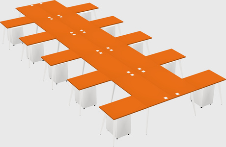 Shared l-shaped office desk system
