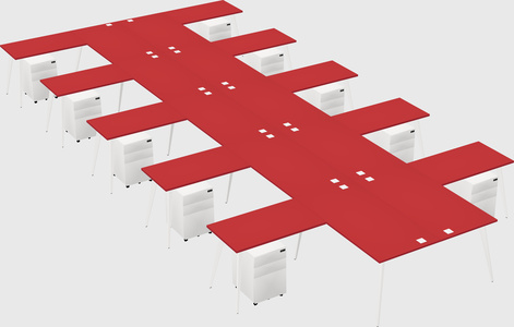 Shared l-shaped office desk system