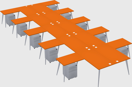 Shared l-shaped office desk system