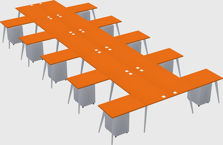 Shared l-shaped office desk system