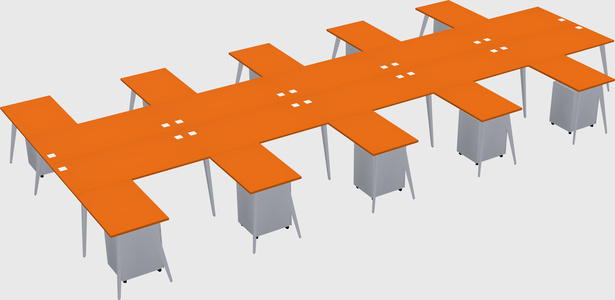 Shared l-shaped office desk system