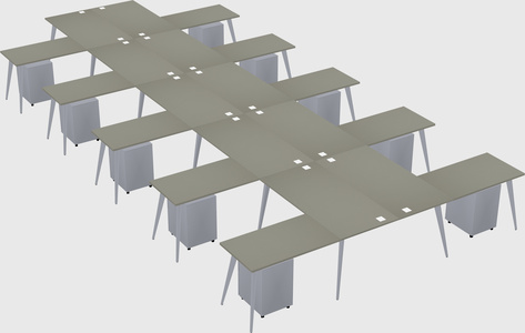 Shared l-shaped office desk system