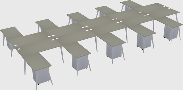 Shared l-shaped office desk system