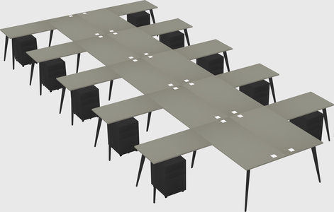 Shared l-shaped office desk system