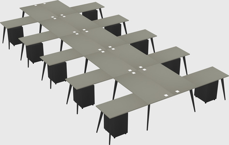 Shared l-shaped office desk system