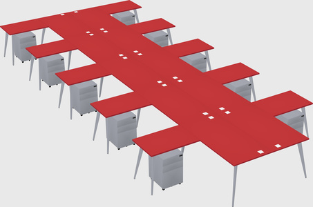 Shared l-shaped office desk system