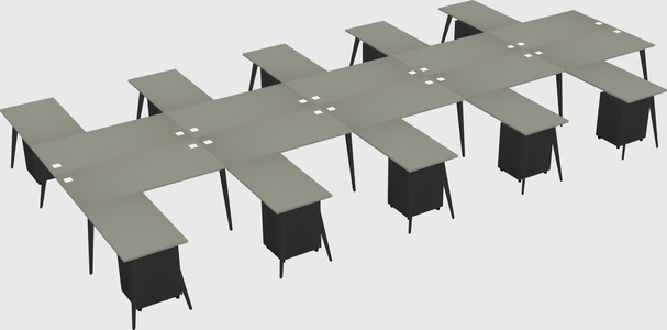 Shared l-shaped office desk system