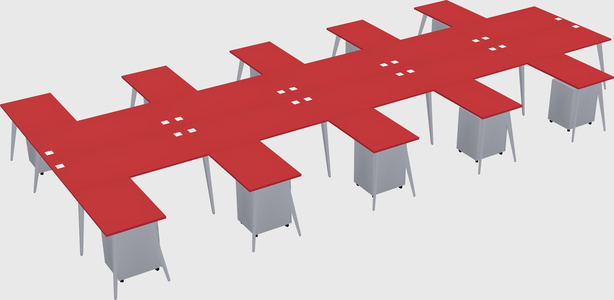 Shared l-shaped office desk system