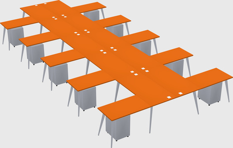 Shared l-shaped office desk system