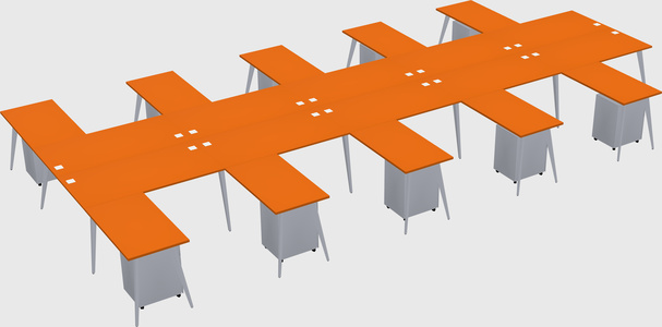 Shared l-shaped office desk system