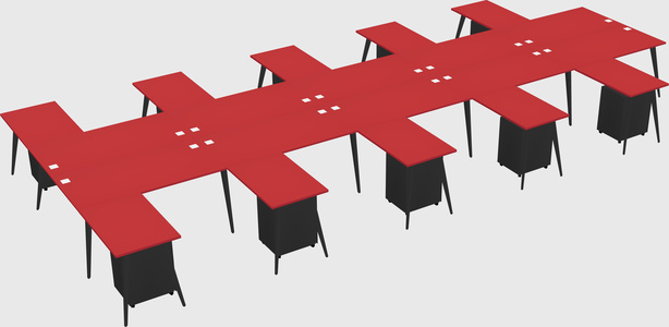 Shared l-shaped office desk system