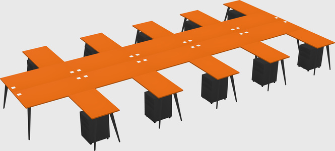 Shared L-shaped Office Desk System