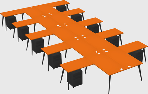 Shared l-shaped office desk system