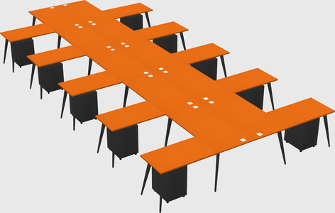 Shared l-shaped office desk system