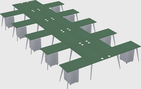 Shared l-shaped office desk system