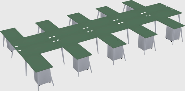 Shared l-shaped office desk system
