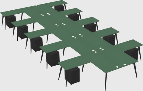 Shared l-shaped office desk system
